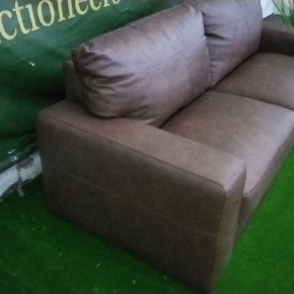 DESIGNER BROWN LEATHER THREE SEATER SOFA