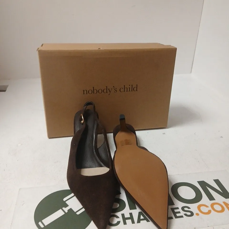 NOBODY'S CHILD BROWN SUEDE SLINGBACK HEELS