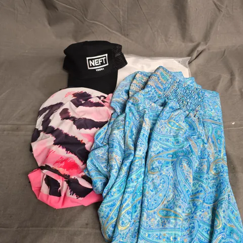 BOX OF APPROXIMATELY 20 ASSORTED CLOTHING ITEMS TO INCLUDE DRESSES, SKIRT, HAT, ETC