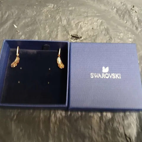 SWAROVSKI CRYSTAL DROP EARRINGS – GOLD-TONE - BOXED 