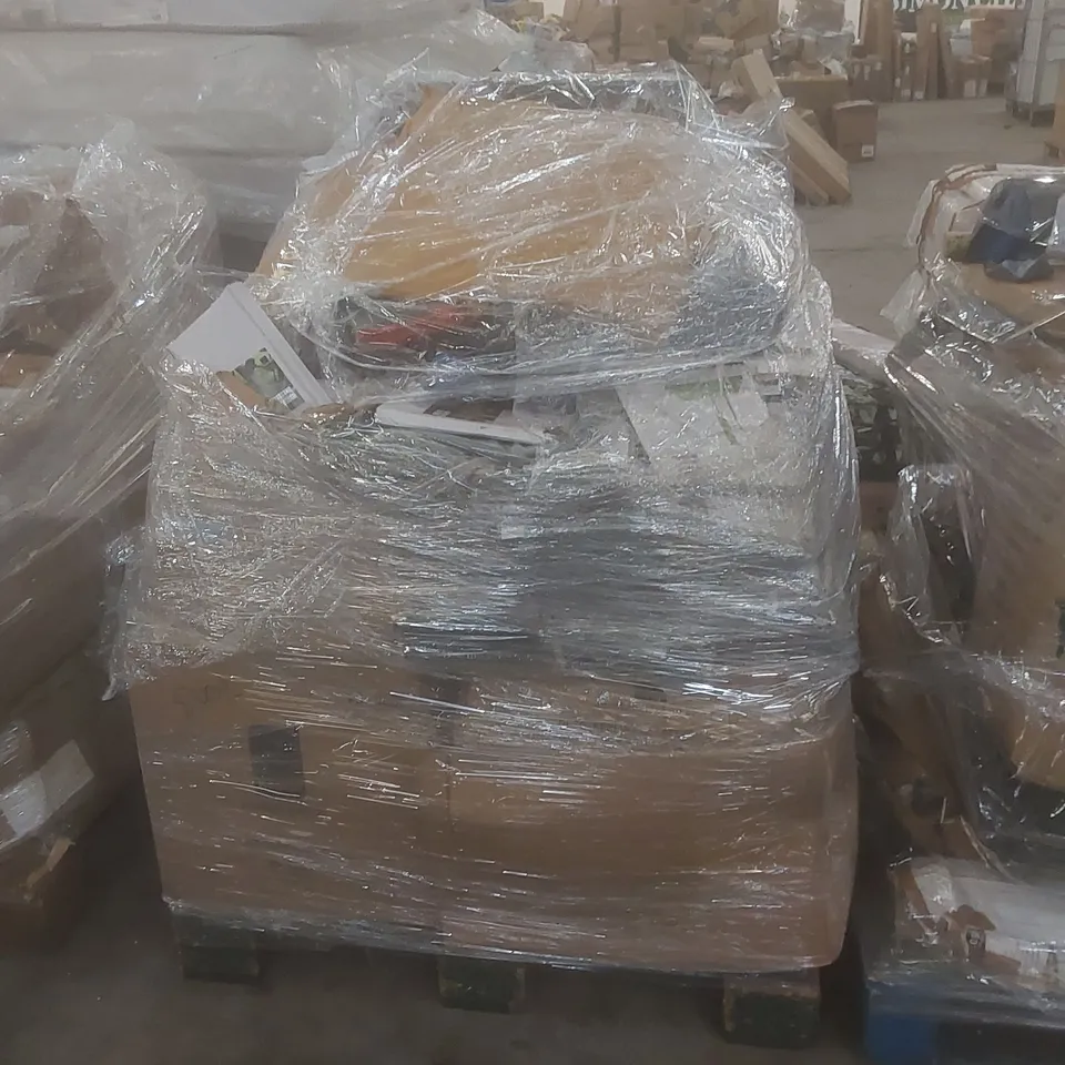 PALLET OF ASSORTED HOUSEHOLD GOODS AND INCOMPLETE FURNITURE PARTS 