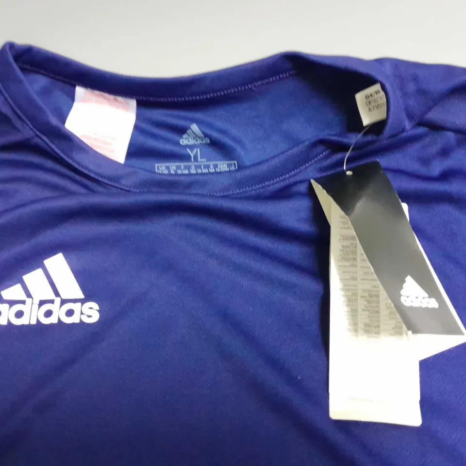 ADIDAS YOUTH BLUE/WHITE T-SHIRT - UK 13/14 YRS