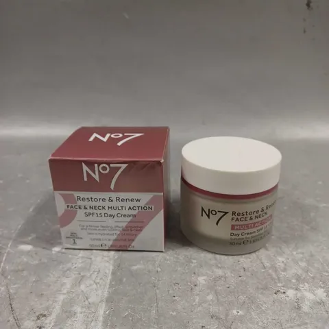 SEALED NO7 RESTORE & RENEW SPF15 DAY CREAM 50ML