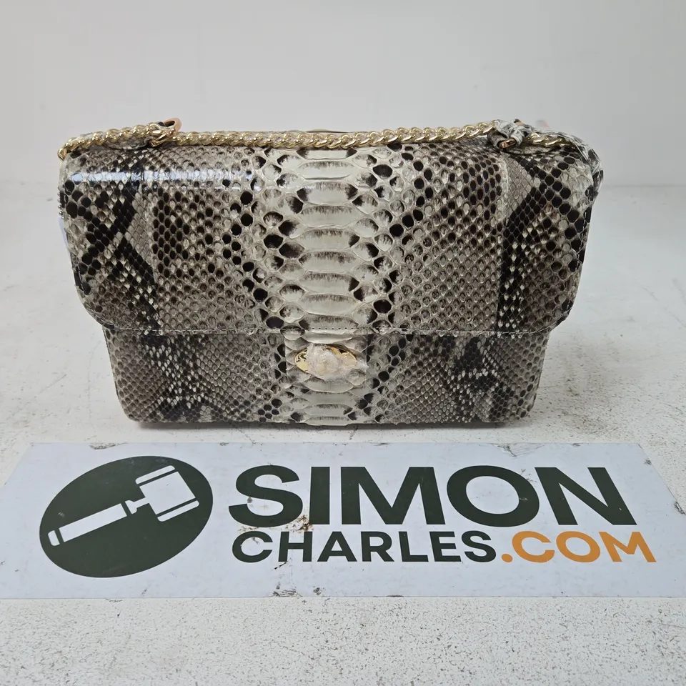 BOXED LA MAREY FAUX SNAKESKIN SHOULDER BAG