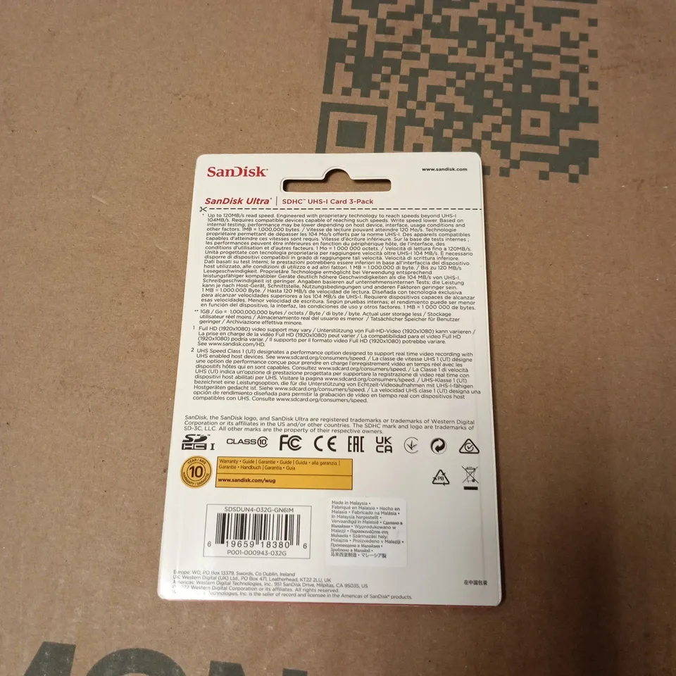 SANDISK ULTRA SDHC UHS-I CARD 3-PACK – 32GB EACH, CLASS 10