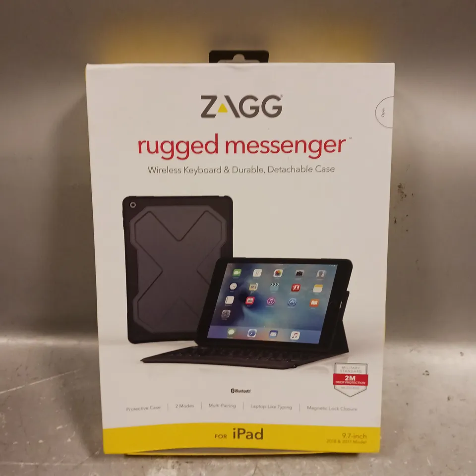 BOXED ZAGG RUGGED MESSENGER WIRELESS KEYBOARD & CASE FOR IPAD 9.7" 2017/2018