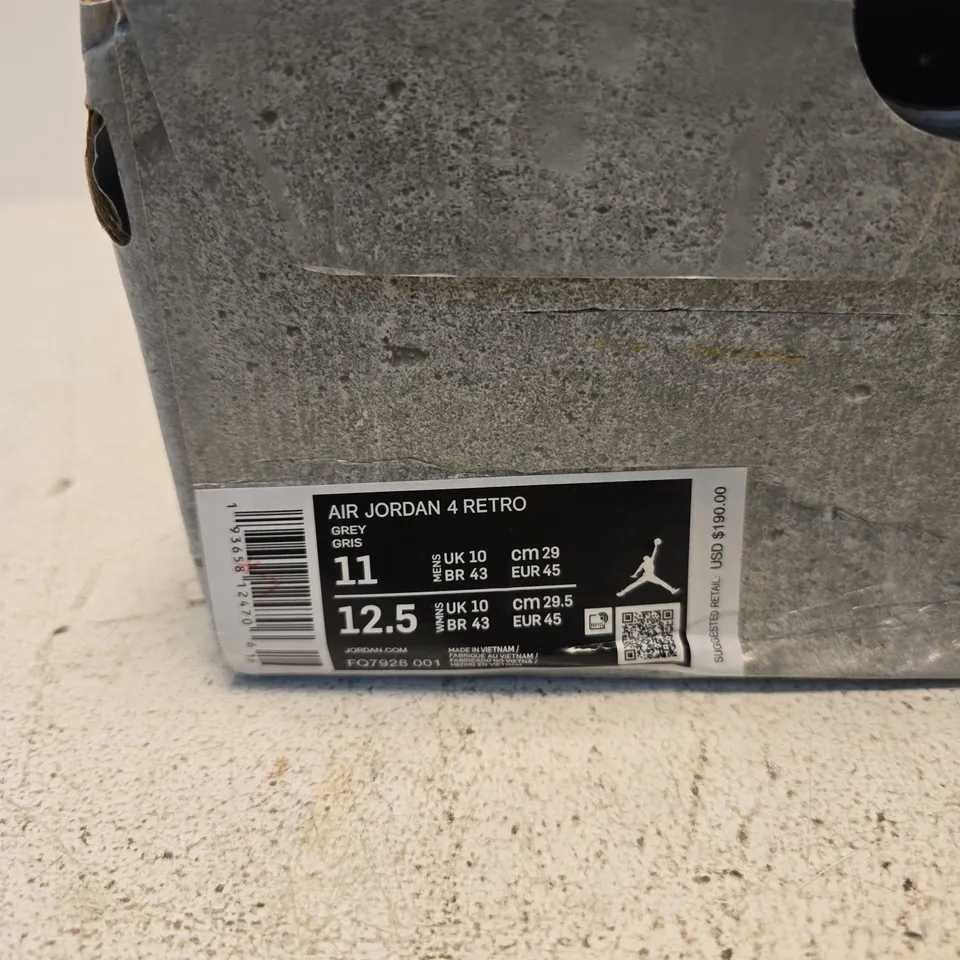 NIKE AIR JORDAN 4 RETRO GREY SNEAKERS – UK 10 (US 11)