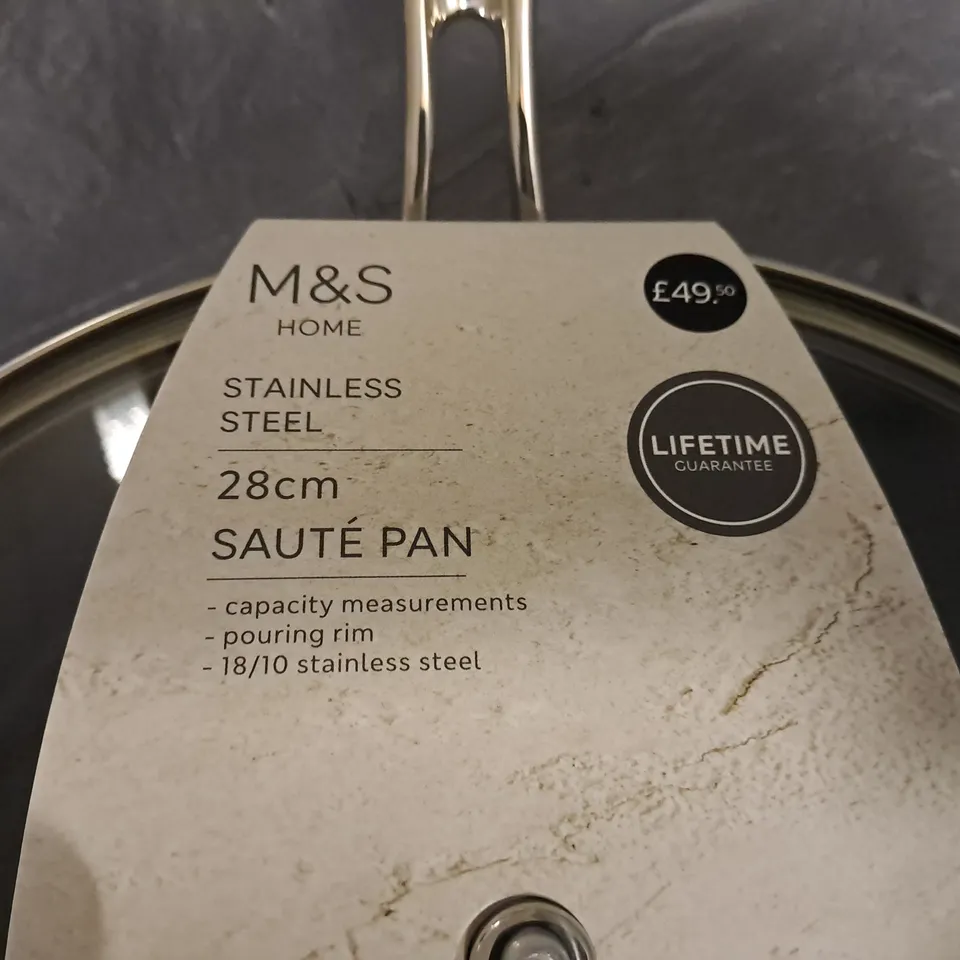 M&S STAINLESS STEEL 28CM SAUTE PAN