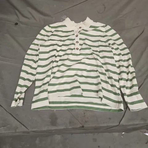 BODEN WOMEN'S STRIPED KNIT TOP – WHITE & GREEN, UK 18