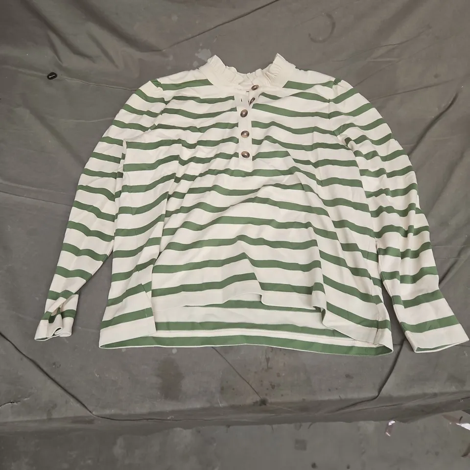 BODEN WOMEN'S STRIPED KNIT TOP – WHITE & GREEN, UK 18