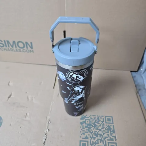 RONALDO CR7 SPORTS WATER BOTTLE – BLACK WITH GRAPHIC DESIGN, FLIP-TOP LID