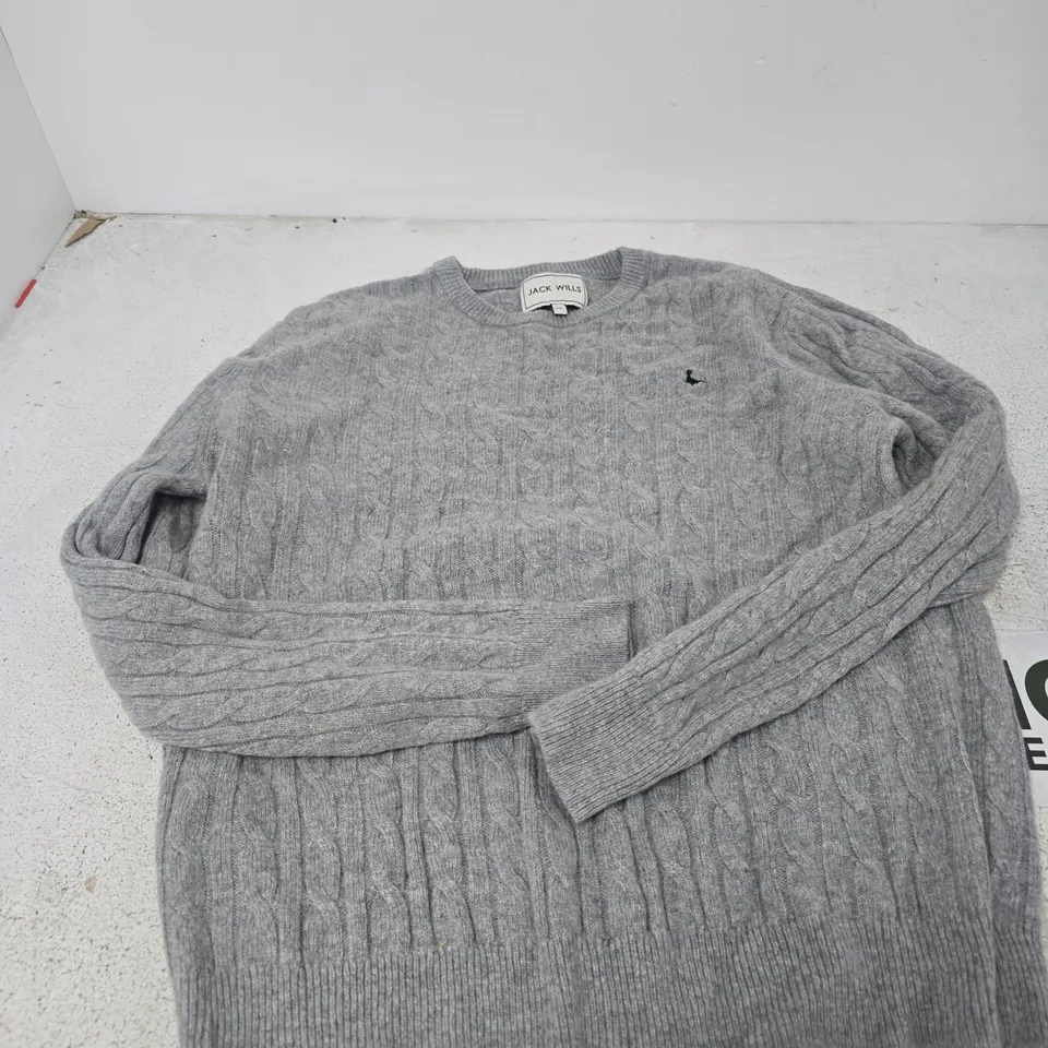 JACK WILLS GREY CABLE-KNIT SWEATER – UK XXL 