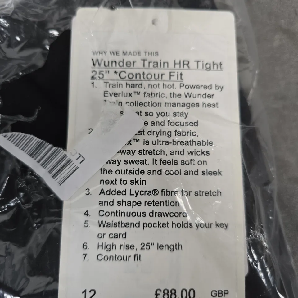 LULULEMON WUNDER TRAIN HR TIGHT 25IN CONTOUR FIT – BLACK, WOMEN'S LEGGINGS, UK 12