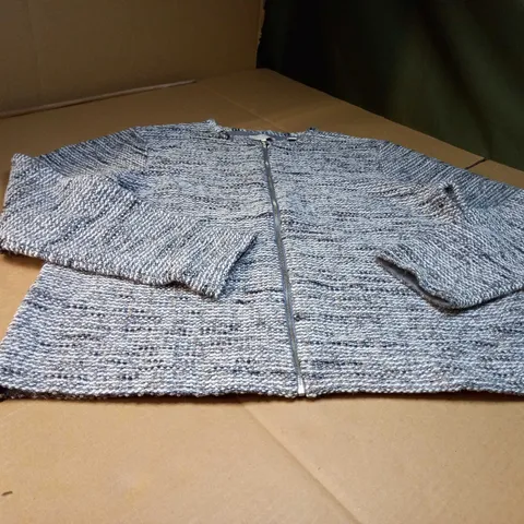 TED BAKER SILVER TEXTURED ZIPPED THROUGH JACKET