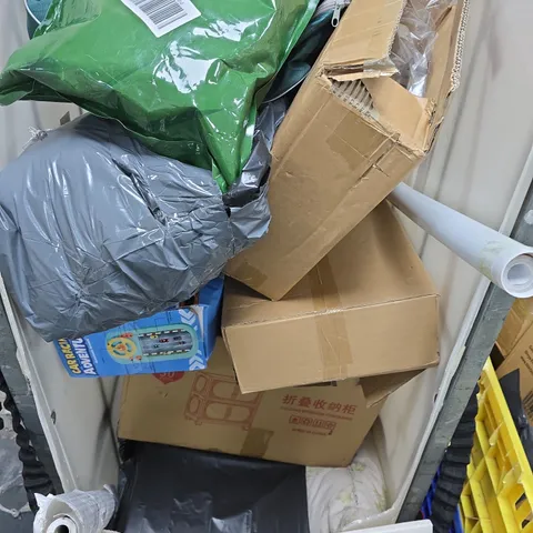 APPROXIMATELY 10 ASSORTED ITEMS TO INCLUDE FOLDING STORAGE CONTAINER, CAR RACING ADVENTURE, CUSHIONS, ETC