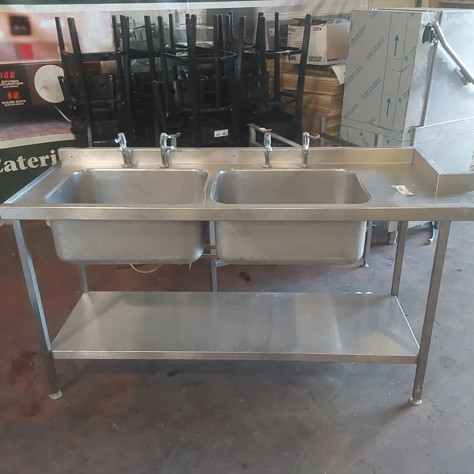 STAINLESS STEEL DOUBLE COMMERCIAL KITCHEN SINK UNIT