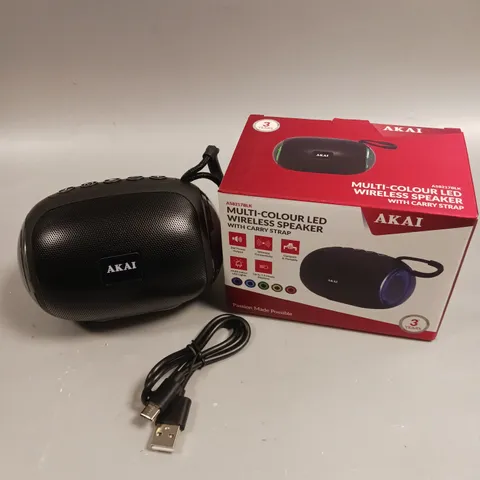 BOXED AKAI MULTI-COLOURED LED WIRELESS SPEAKER 