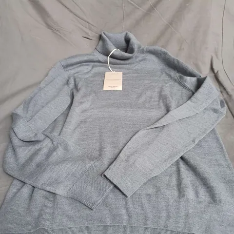 JIGSAW LIGHTWEIGHT MERINO POLO IN GREY SIZE L