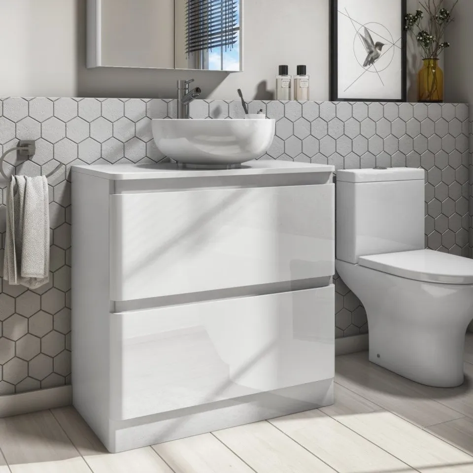 BOXED PORTLAND 800 TOP FOR VANITY UNIT WHITE GLOSS