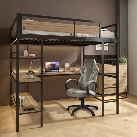BOXED X ROCKER LIVING DENVER HIGH SLEEPER BED WITH APP CONTROLLED LED LIGHTS (3 BOXES)