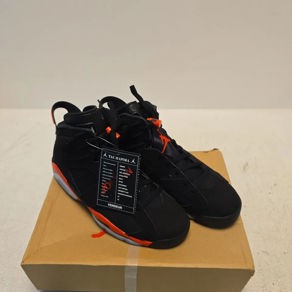 AIR JORDAN 6 RETRO SNEAKERS – BLACK/CRIMSON, UK 9 (US 11.5) – BOXED
