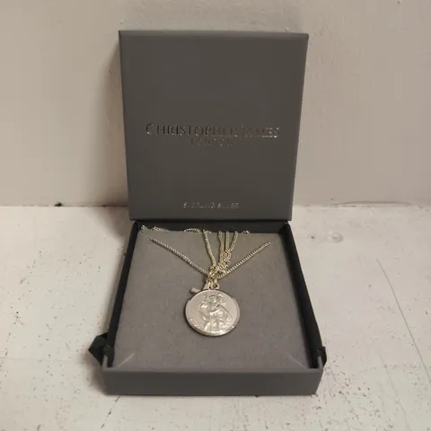 BOXED CHRISTOPHER JAMES 925 STERLING SILVER ST. CHRISTOPHER PENDANT NECKLACE