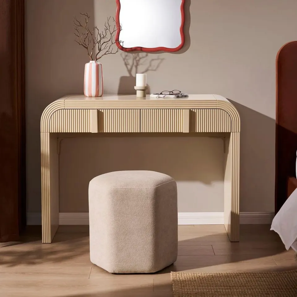 BOXED DUSK SUSIE DRESSING TABLE WITH DRAWERS - SAND (1 BOX)