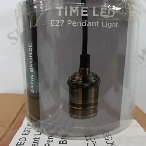 BOXED TIME LED E27 CEILING PENDANT LIGHT SATIN BRONZE BRASS