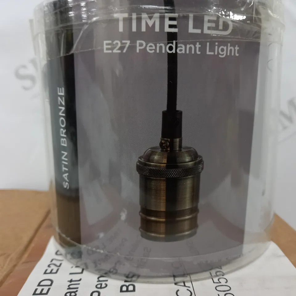 BOXED TIME LED E27 CEILING PENDANT LIGHT SATIN BRONZE BRASS 