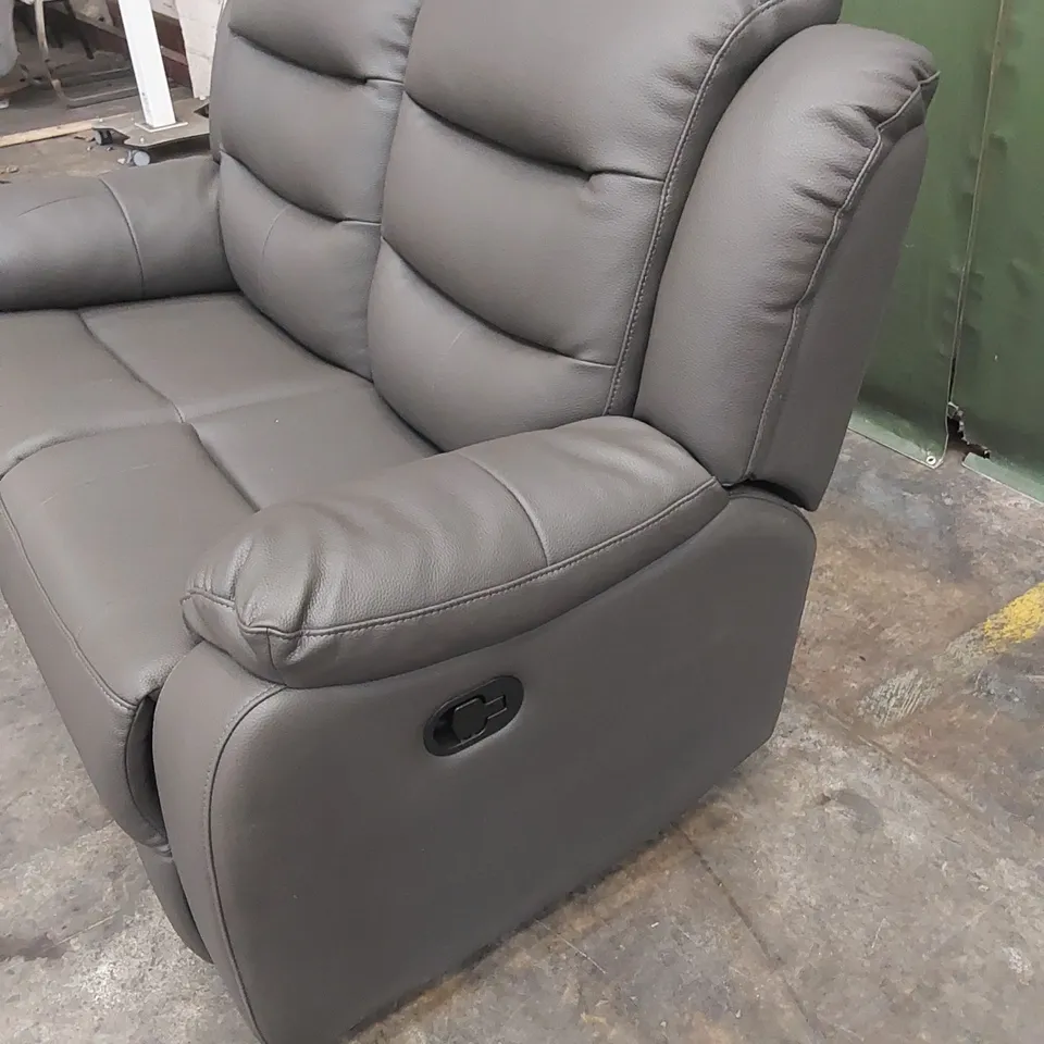 DESIGNER 2 SEATER LEATHER UPHOLSTERED MANUAL RECLINER SOFA