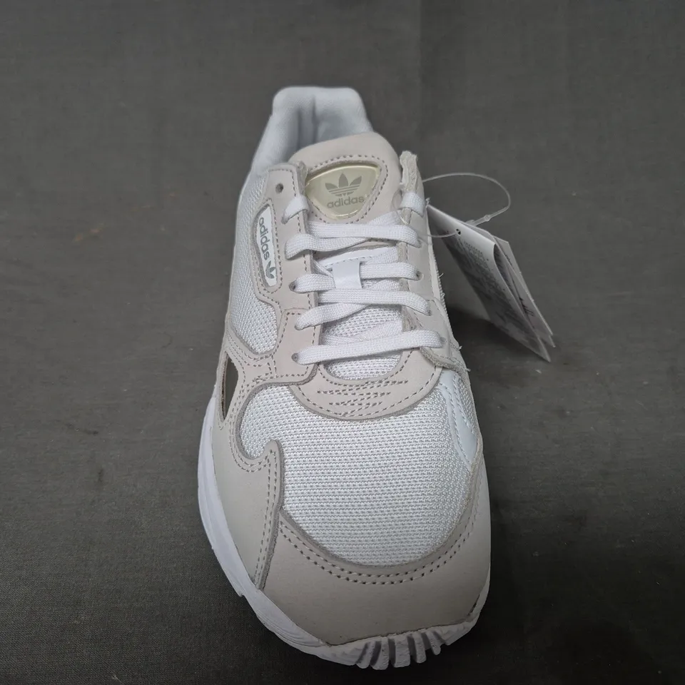 BRAND NEW BOXED PAIR OF ADIDAS WOMEN'S FALCON SHOES IN WHITE/OFF WHITE UK SIZE 5.5