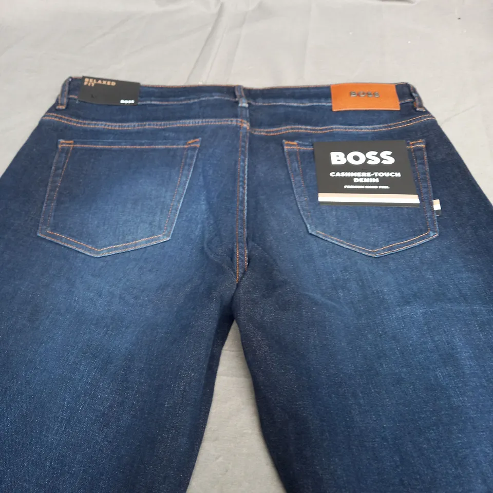 BOSS CASHMERE TOUCH DENIM DARK DENIM JEANS -UK 33/32