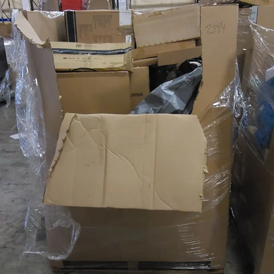 PALLET TO CONTAIN ASSORTED HOUSEHOLD ITEMS AND CONSUMER PRODUCTS. INCLUDING WOK, BABY HIGH CHAIR, AIR FRYER, INDUCTION HOB, DEHUMIDIFIER ETC