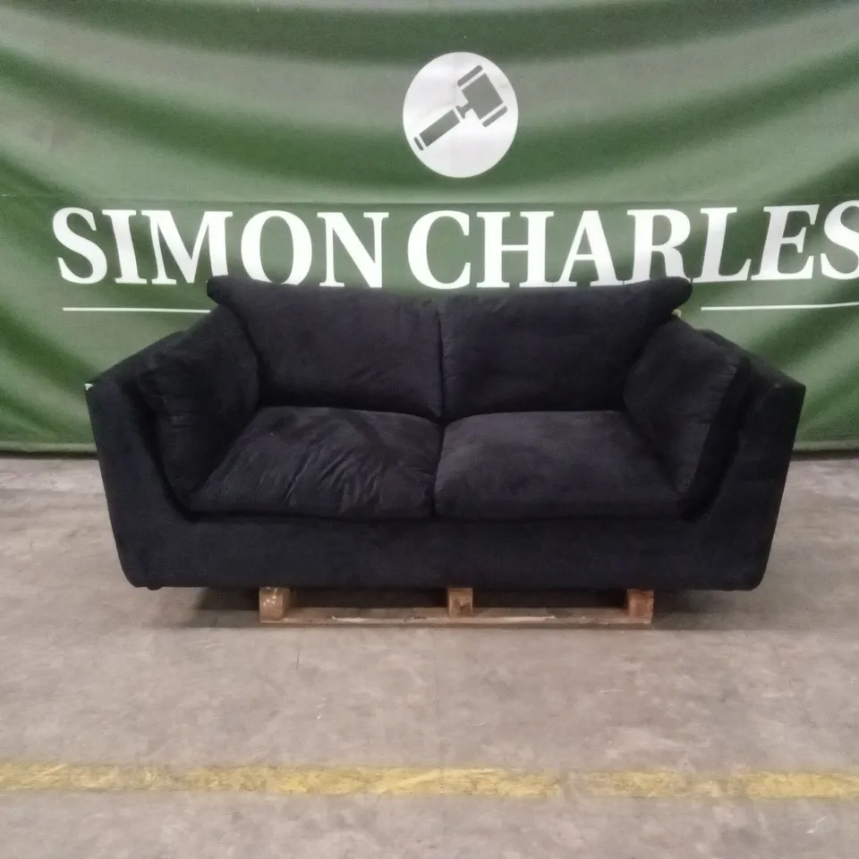 QUALITY DESIGNER ORSON 3 SEATER SOFA - BLACK VELVET