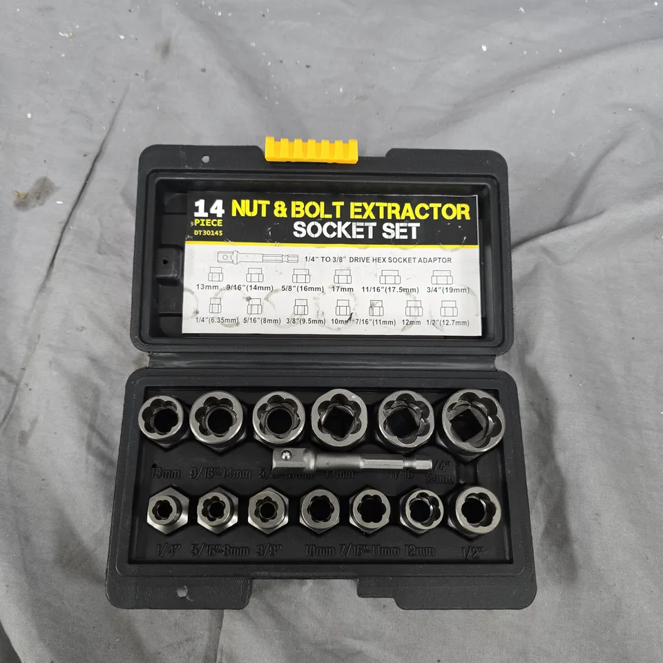 14-PIECE NUT & BOLT EXTRACTOR SOCKET SET IN CASE