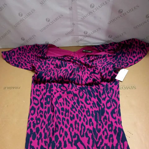WOMENS PRESLEE RASPBERRY LEOPARD WRAP OVER MAXI DRESS SIZE 18