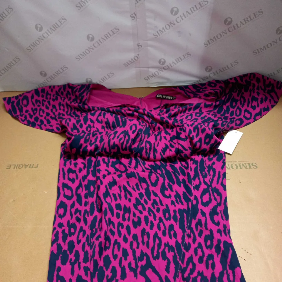 WOMENS PRESLEE RASPBERRY LEOPARD WRAP OVER MAXI DRESS SIZE 18