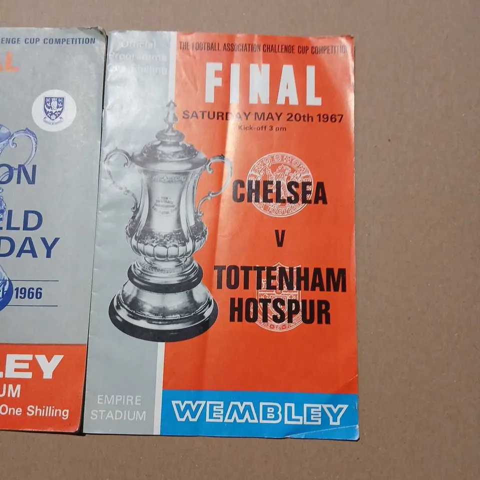 FA CUP FINAL OFFICIAL PROGRAMMES SET (WEMBLEY): 1966 EVERTON V SHEFFIELD WEDNESDAY; 1967 CHELSEA V TOTTENHAM HOTSPUR