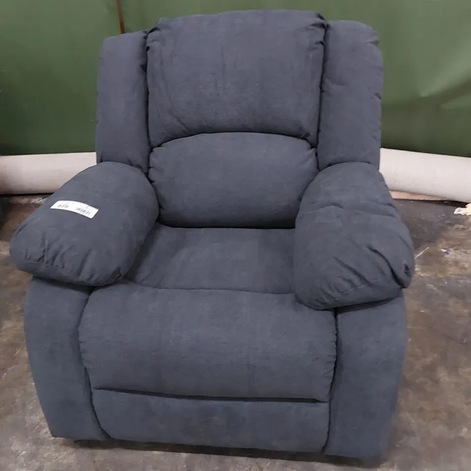 DESIGNER MANUAL RECLINING EASY CHAIR CHARCOAL FABRIC 