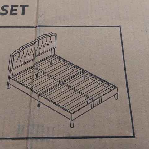 BOXED YAHEETECH UPHOLSTERED BED FRAME - 150 x 200cm, DARK GREY (2 BOXES)