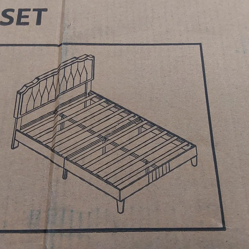 BOXED YAHEETECH UPHOLSTERED BED FRAME - 150 x 200cm, DARK GREY (2 BOXES)