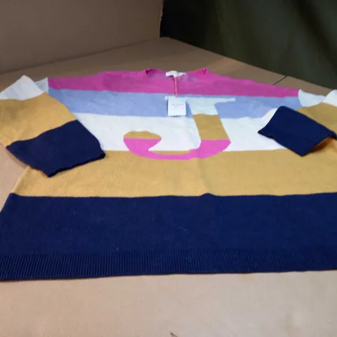 WHITE STUFF COLOUR BLOCK KNITTED JUMPER - MEDIUM
