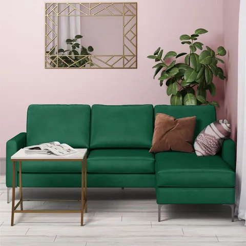 BOXED DOREL CORNER SOFA GREEN CHAPMAN L SHAPED SOFA