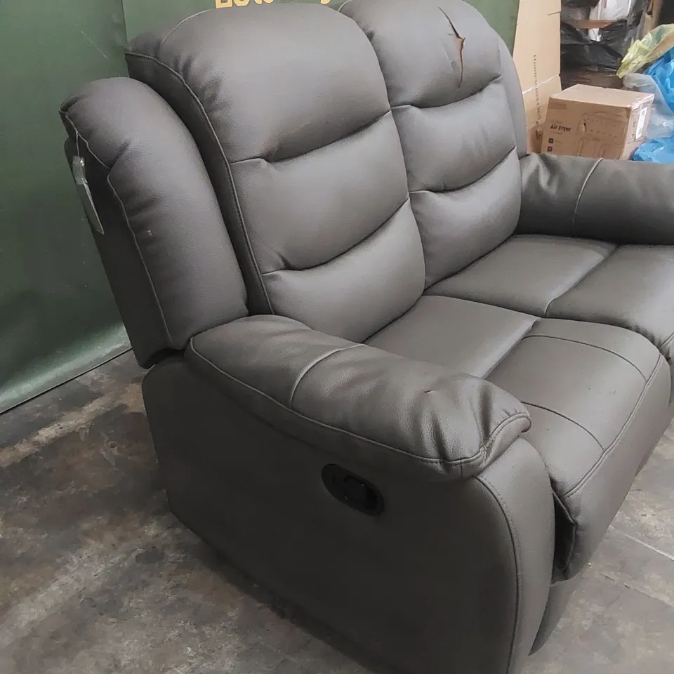 DESIGNER 2 SEATER FAUX LEATHER MANUAL RECLINER SOFA