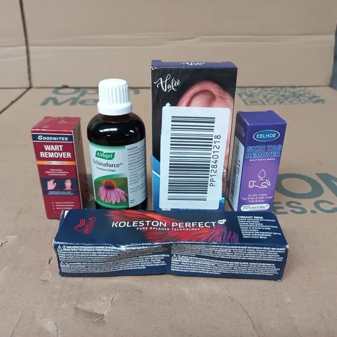 TOTE OF APPROXIMATELY 15 ASSORTED ITEMS TO INCLUDE WART REMOVER, SKIN TAG REMOVER, ECHINAFORCE ETC