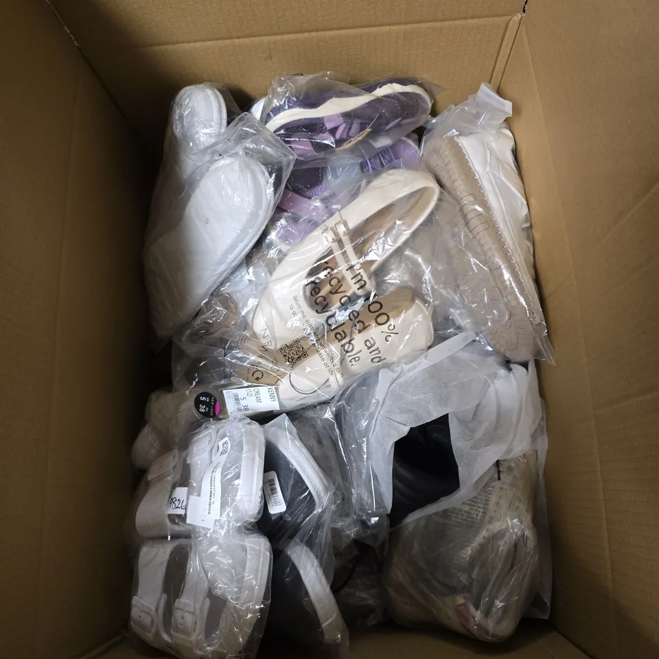 BOX OF APPROXIMATELY 18 PAIRS OF ASSORTED FOOTWEAR ITEMS 
