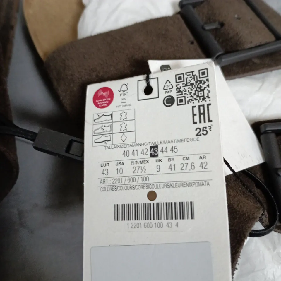 BIRKENSTOCK ARIZONA TWO-STRAP SANDALS – BROWN SUEDE, UK 9 (EU 43)