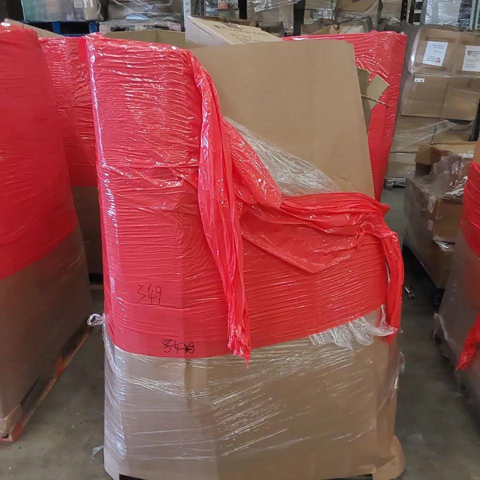 PALLET CONTAINING ASSORTED HOUSEHOLD PRODUCTS INCLUDING DESK CHAIRS, BATH TRAY, STEP LADDER, TOILET SEAT ETC 