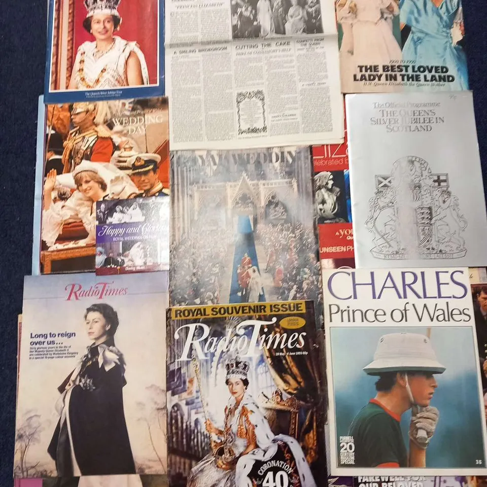 VINTAGE LARGE COLLECTION OF ROYAL FAMILY BOOKS,MAGAZINES, EPHEMERA AND NEWSPAPERS PULL OUTS