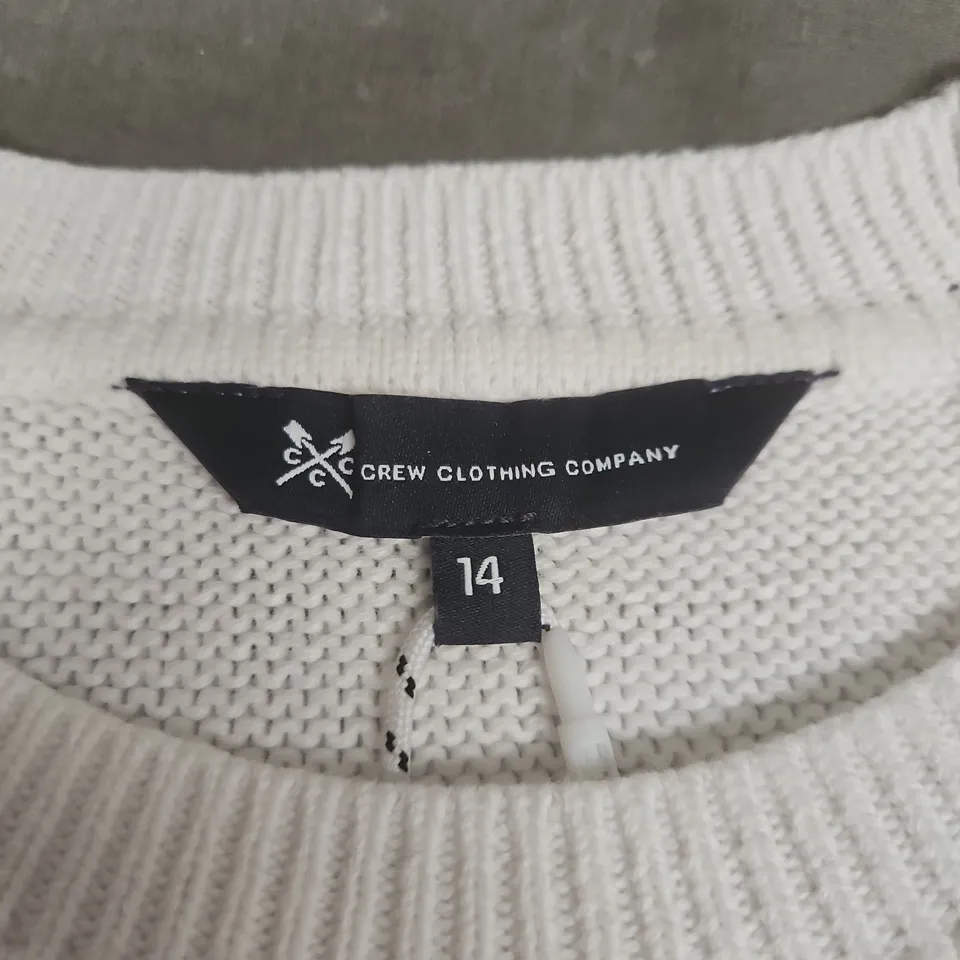CREW CLOTHING COMPANY WHITE KNIT JUMPER – UK 14